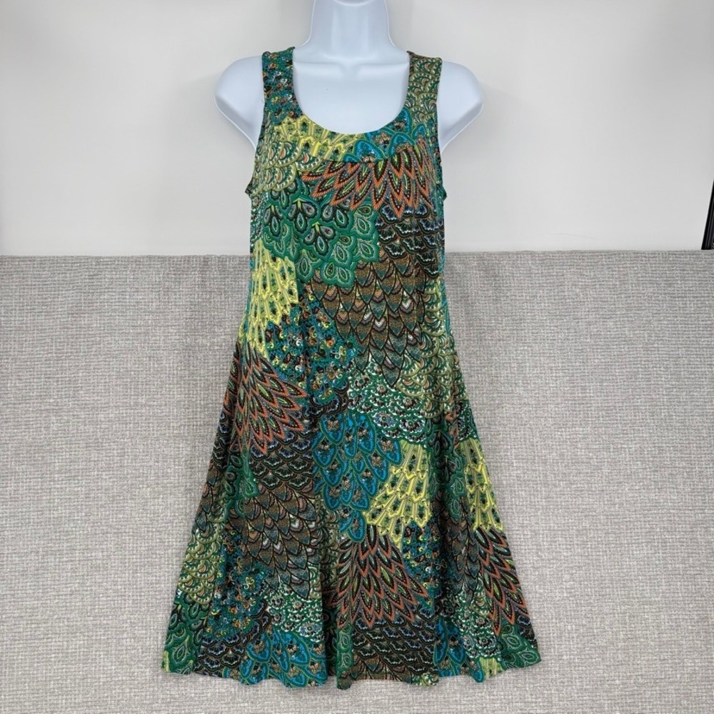 Ellen Parker Sleeveless Paisley Dress Women PL Stretch Flowy Boho Nature Fairy